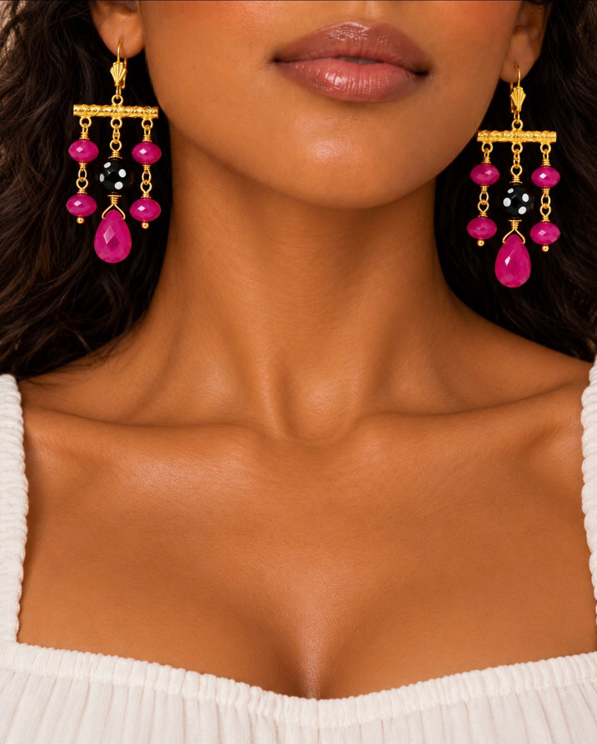 Odete Earrings - Ruby Drops Earrings
