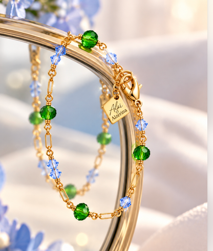 Oliva Bracelet – Blue & Olive Green Crystal Bracelet | Alzi by Alzerina