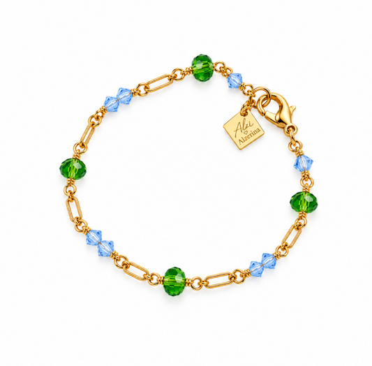 Oliva Bracelet – Blue & Olive Green Crystal Bracelet | Alzi by Alzerina