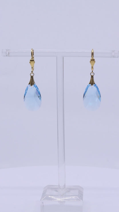 Aquamarine Sicily Gold Earrings