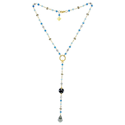 Silver-plated necklace with toggle clasp and Austrian crystal accents. 