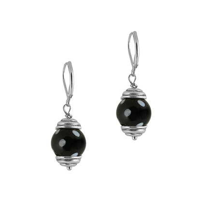 Nuvem Earrings – Silver & Black Evil Eye Drop Earrings
